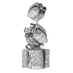 Christabelle 83cm Triple Christmas Silver Giftbox Stack Display with Lights