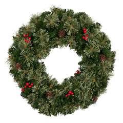 Christabelle 61cm Christmas Wreath Bristle Berry with LED Lights Front Door Decoration Ornament