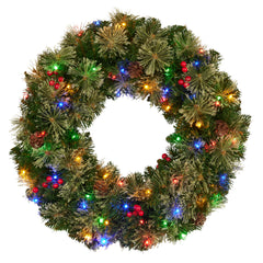Christabelle 61cm Christmas Wreath Bristle Berry with LED Lights Front Door Decoration Ornament