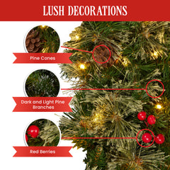 Christabelle 61cm Christmas Wreath Bristle Berry with LED Lights Front Door Decoration Ornament