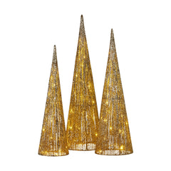Christabelle 3pc Christmas Tree Indoor Outdoor Display Decoration LED Lights Front Yard Lawn Statue Ornament
