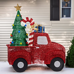 Christabelle 1.4m Christmas Tree Truck Indoor Outdoor Display Decoration LED Lights Front Yard Lawn Statue Ornament