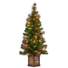 Christabelle 4ft Christmas Tree Glittery Gold Pine Led Multi Lights Xmas Decor