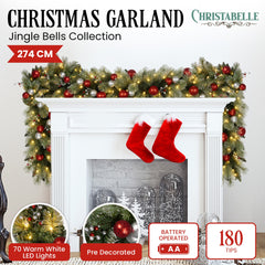 Christabelle 2.7m Christmas Garland with LED Lights and Baubles Mantle Decoration Ornament