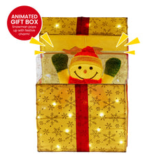 Christabelle Animated Snowman Gift Box Led Christmas Tree Decoration Ornaments