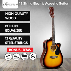 Karrera Acoustic Guitar 12-String with EQ - Sunburst