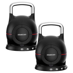Powertrain 2x 20kg Adjustable Kettlebell One Hand Adjustment Weight Set