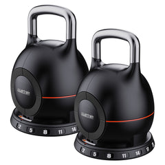 Powertrain 2x 20kg Adjustable Kettlebell One Hand Adjustment Weight Set