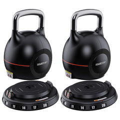 Powertrain 2x 20kg Adjustable Kettlebell One Hand Adjustment Weight Set