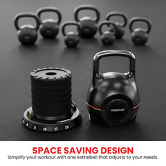 Powertrain 2x 20kg Adjustable Kettlebell One Hand Adjustment Weight Set