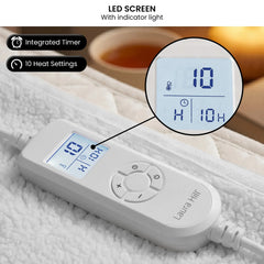 Laura Hill Single Electric Heated Underlay Blanket Fleecy Fabric with Timer