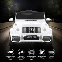 Kahuna Mercedes Benz AMG G63 Kids Electric Ride On Car w/ Remote Control - White