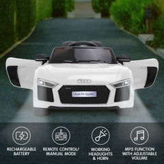 Kahuna Kahuna R8 Spyder Audi Licensed Kids Electric Ride On Car Remote Control - White