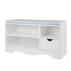 Sarantino Shoe Rack Cabinet Organiser Grey Cushion Stool Bench - 80 X 30 X 45 - White