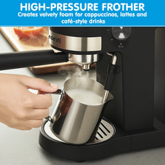 Pronti KCM-850D Coffee Machine 20 Bar Espresso Maker with Milk Frother and 1.25L Tank