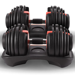 Powertrain 48kg Adjustable Dumbbells 15-in-1 Home Gym Weights – Red