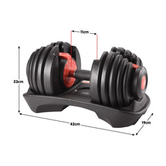 Powertrain 48kg Adjustable Dumbbells with Dumbbell Stand – Red