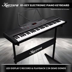 Karrera 61-key Electronic Led Keyboard 75cm Portable Piano In Black With Microphone Input, Headphone Output, 255 Timbres & Rhythms