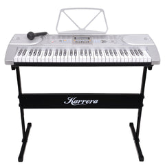 Karrera 61 Keys Electronic Keyboard Teaching Piano with Electric Stand in Silver CHJ-61