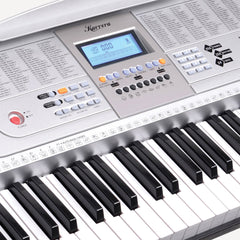 Karrera 61 Keys Electronic Keyboard Teaching Piano with Electric Stand in Silver CHJ-61