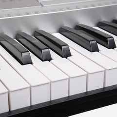 Karrera 61 Keys Electronic Keyboard Teaching Piano with Electric Stand in Silver CHJ-61
