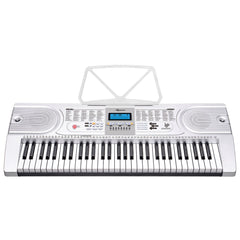 Karrera 61 Keys Electronic LED Keyboard Piano with Stand - Silver