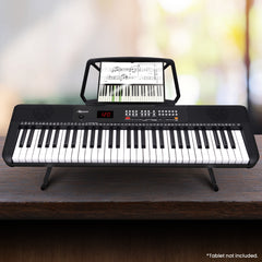 Karrera 61-Key Electronic Piano Keyboard with LED and Folding Stand in Black CHJ-SD1
