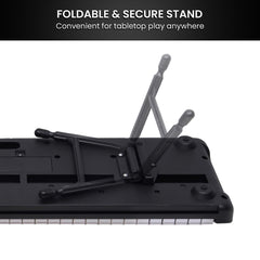 Karrera 61-Key Electronic Piano Keyboard with LED and Folding Stand in Black CHJ-SD1