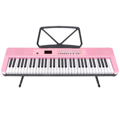 Karrera 61-Key Electronic Piano Keyboard with LED and Folding Stand in Pink CHJ-SD1
