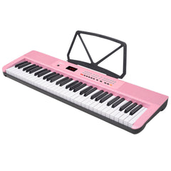 Karrera 61-Key Electronic Piano Keyboard with LED and Folding Stand in Pink CHJ-SD1