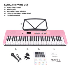 Karrera 61-Key Electronic Piano Keyboard with LED and Folding Stand in Pink CHJ-SD1