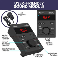 Karrera 18S Electronic Drum Kit Mesh Pads 8in Snare Bluetooth Sounds USB/MIDI Output Kick Pedals Drum Coach & Metronome