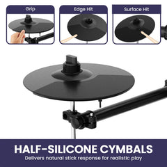 Karrera 18S Electronic Drum Kit Mesh Pads 8in Snare Bluetooth Sounds USB/MIDI Output Kick Pedals Drum Coach & Metronome