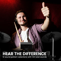 Karrera TDX-16 Electronic Drum Kit with LCD, Toms, Snares Quiet Mesh Pads & Pedals, Adjustable Stool, Headphones