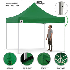 Wallaroo Gazebo Tent Marquee 3x3 Popup Outdoor - Green