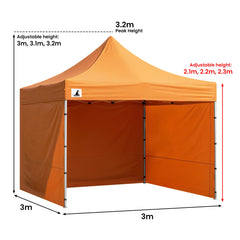 Wallaroo Gazebo Tent Marquee 3x3 PopUp Outdoor - Orange