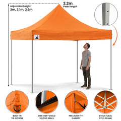 Wallaroo Gazebo Tent Marquee 3x3 PopUp Outdoor - Orange