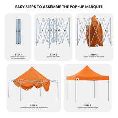 Wallaroo Gazebo Tent Marquee 3x3 PopUp Outdoor - Orange