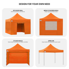 Wallaroo Gazebo Tent Marquee 3x3 PopUp Outdoor - Orange