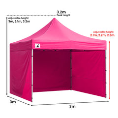 Wallaroo Gazebo Tent Marquee 3x3 PopUp Outdoor Pink