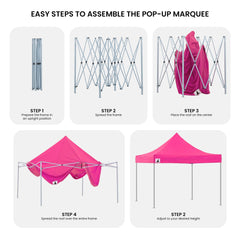 Wallaroo Gazebo Tent Marquee 3x3 PopUp Outdoor Pink