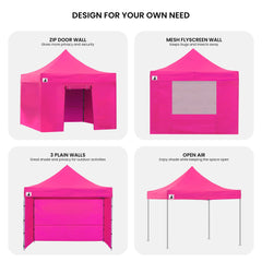 Wallaroo Gazebo Tent Marquee 3x3 PopUp Outdoor Pink