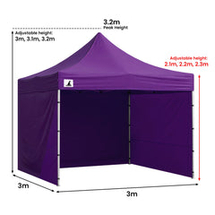 Wallaroo Gazebo Tent Marquee 3x3 PopUp Outdoor Purple