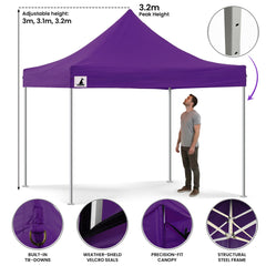 Wallaroo Gazebo Tent Marquee 3x3 PopUp Outdoor Purple