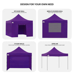 Wallaroo Gazebo Tent Marquee 3x3 PopUp Outdoor Purple