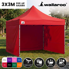 Wallaroo Gazebo Tent Marquee 3x3 PopUp Outdoor Red