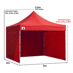 Wallaroo Gazebo Tent Marquee 3x3 PopUp Outdoor Red