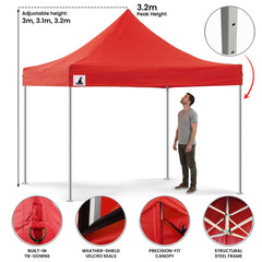 Wallaroo Gazebo Tent Marquee 3x3 PopUp Outdoor Red