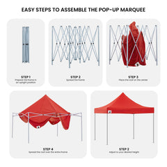 Wallaroo Gazebo Tent Marquee 3x3 PopUp Outdoor Red