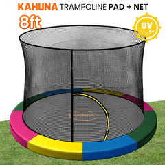 Kahuna 8ft Trampoline Pad and Net - Rainbow